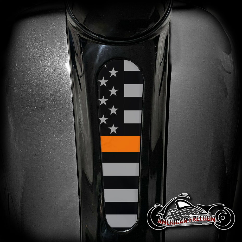 Harley 8 Inch Dash Insert - Thin Orange Line Flag